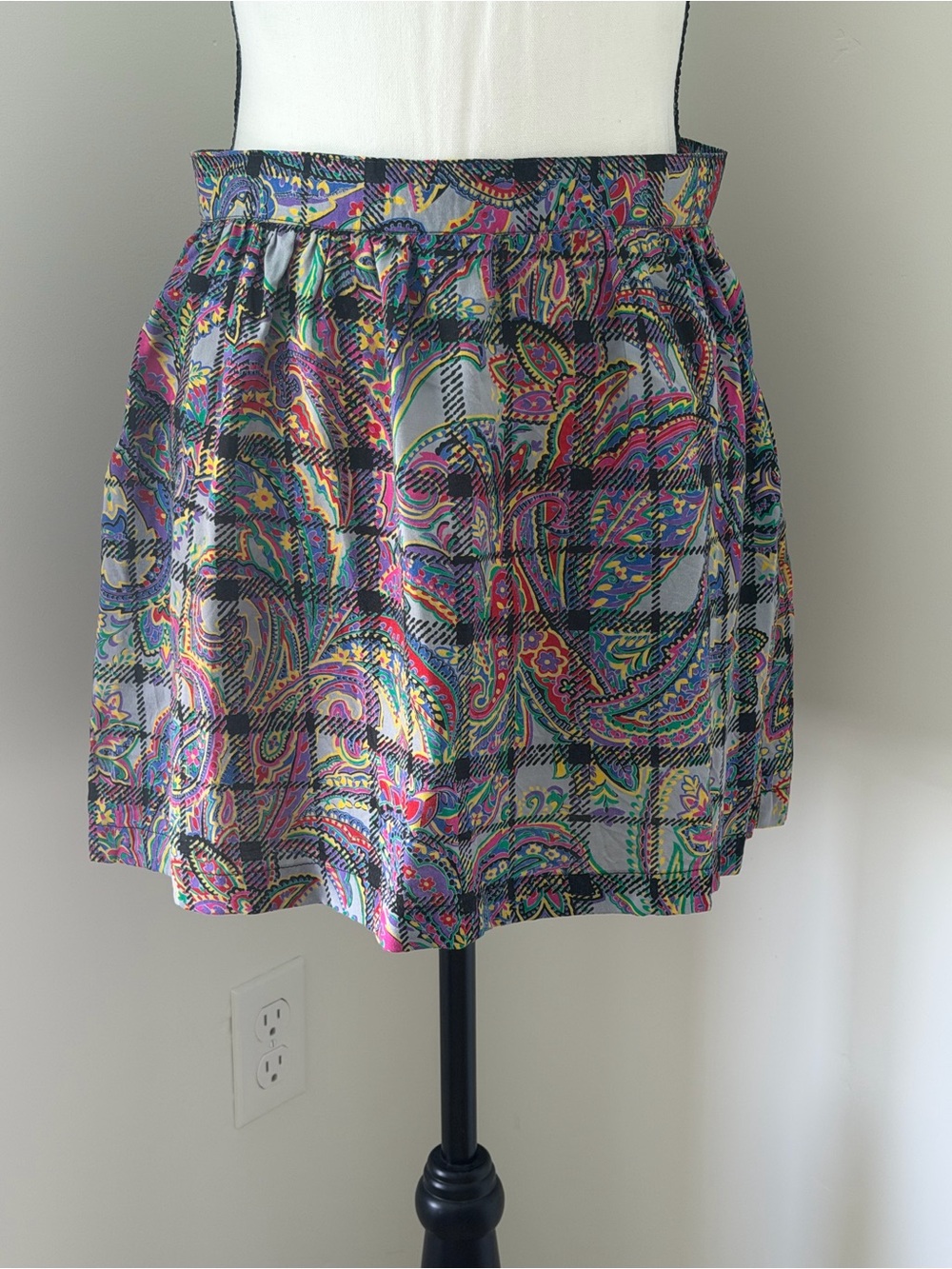 Vintage Multicolor Paisley Print Mini Skirt